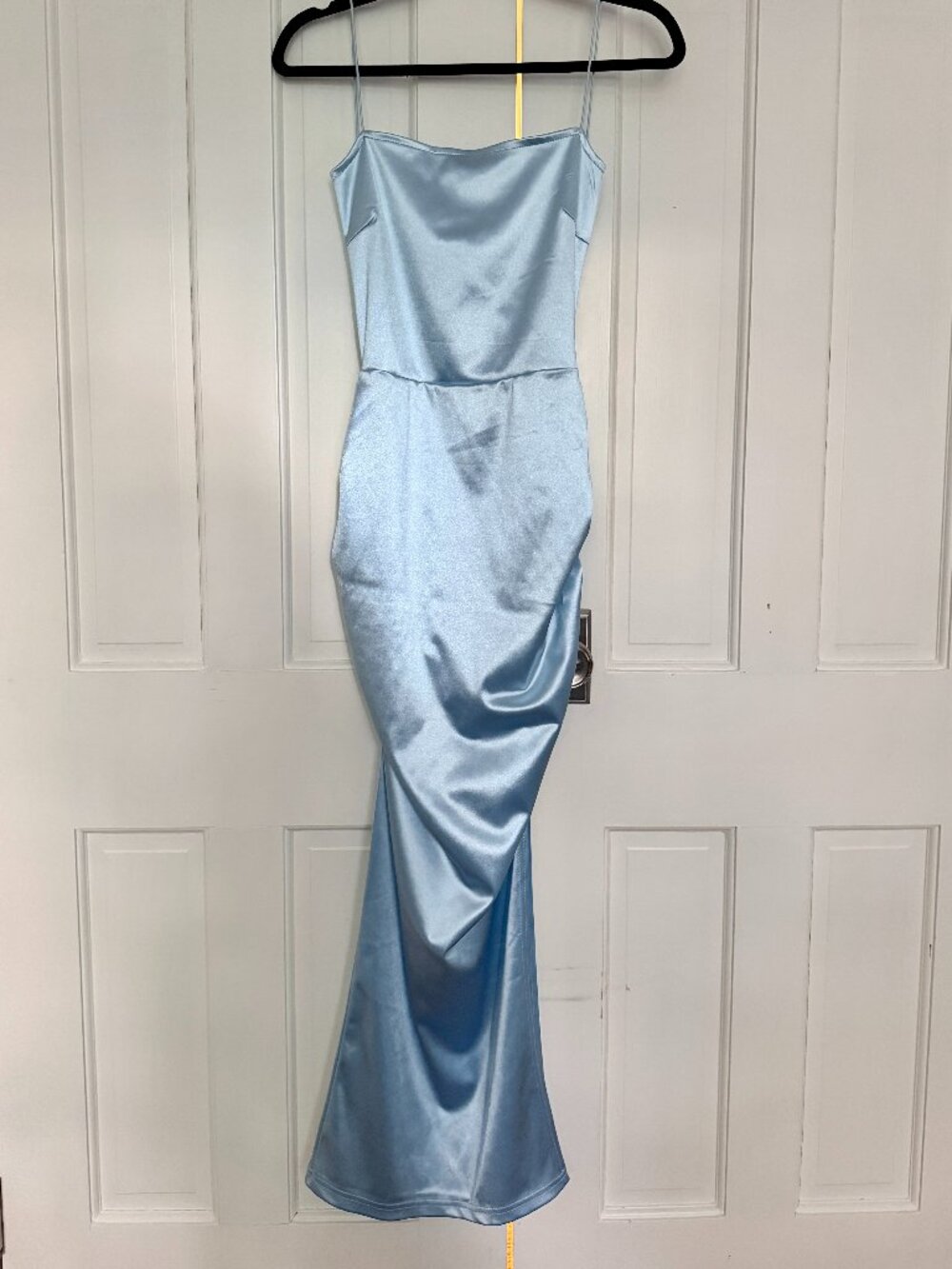 Windsor Satin Bodycon Maxi Dress — Size S | Ice Blue | New, Never Worn